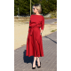 ADELA - Midi Flared cotton dress - burgundy color