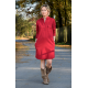 SAHARA - cotton dress with a stand-up collar - burgundy