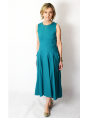 AUDREY - long cotton dress - turquoise colour