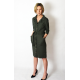 SIMONE - cotton dress with belt fastened with buttons - Khaki