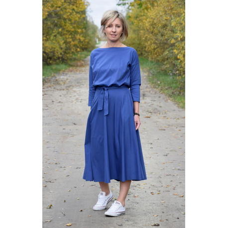 ADELA - Midi Ausgestelltes Kleid gestrickt - denim