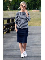 OLGA - cotton skirt with pockets - navy blue