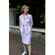 SIMONE - cotton dress with belt fastened with buttons - dirty pink stripes