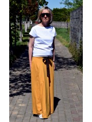 DRESCODE - long, cotton skirt with a bow or knit - mustard