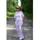 SUMMER - wide pants with pockets - dirty pink stripes