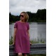 TESSA - A-shaped dress with short sleeves - plum