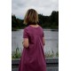 TESSA - A-shaped dress with short sleeves - plum