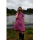 TESSA - A-shaped dress with short sleeves - plum