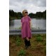 TESSA - A-shaped dress with short sleeves - plum