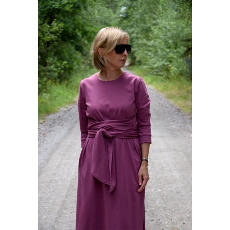 MARGARET - Dress with a wide belt and pockets