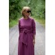 ERICA - Dress with a wide belt and pockets - plum