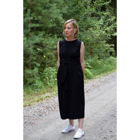 MARGARET - Dress with a wide belt and pockets