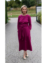 MARGARET - Dress with a wide belt and pockets