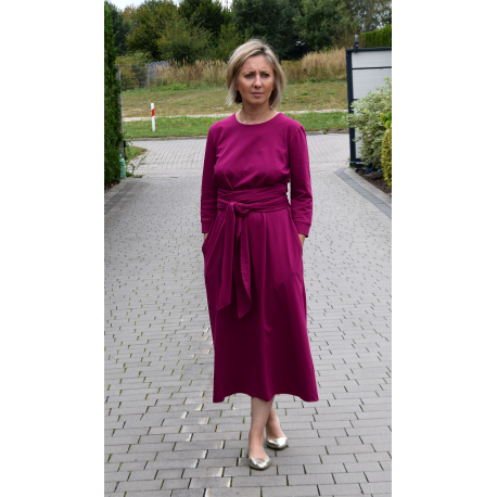 MARGARET - Kleid mit breitem Gürtel und Taschen