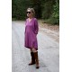 TESSA - A-shaped dress with short sleeves - plum