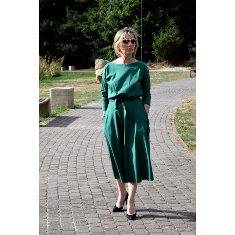 ADELA - Midi Flared Knitted dress - green