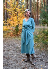 MARGARET - Dress with a wide belt and pockets