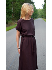 MANILA - Cotton midi dress chocolate