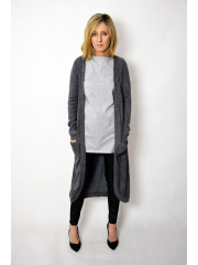 SKY - long, unfastened sweater - graphite