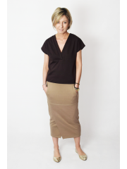 ALEX - pencil and cotton midi skirt - dirty pink