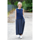 ROMA - long cotton skirt with high waist - Navy blue polka dots